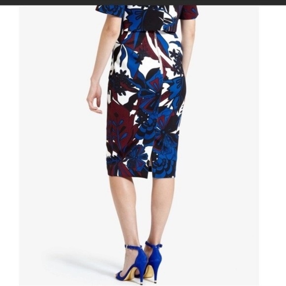 Ted Baker Darle Pencil Skirt Woodblock Leaf Floral Size 2 - Picture 2 of 10